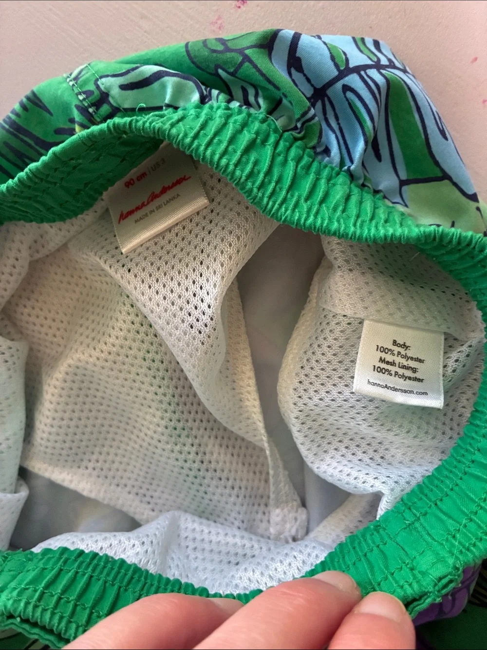 Hanna Andersson Green Lined Swim Shorts